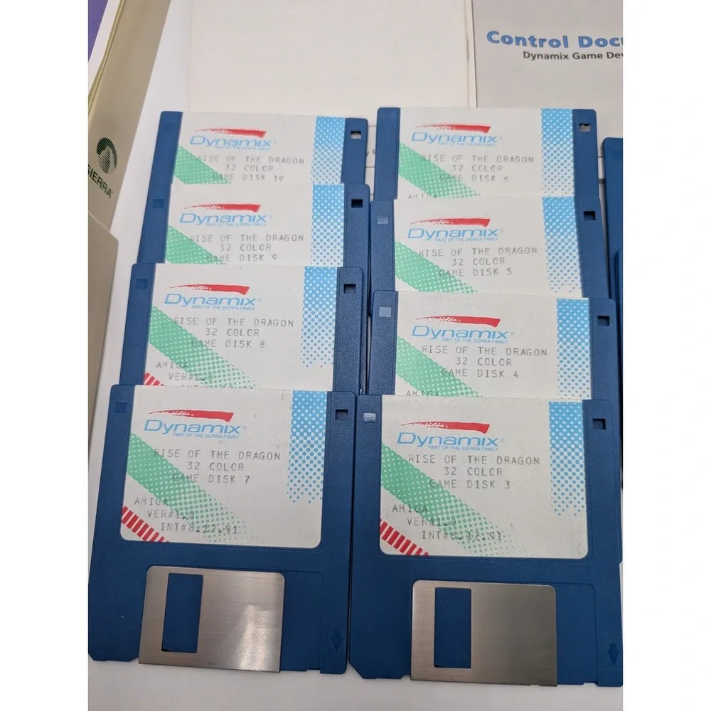 Rise of the Dragon‎ Amiga Version 10 Floppy Sierra Dynamix Adventure Game
